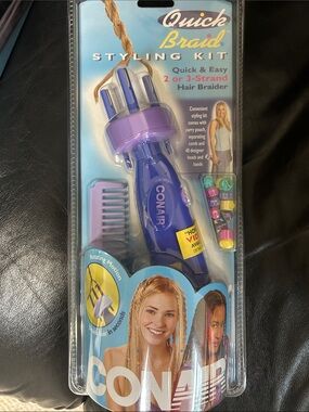 Conair Quick Braid Styling Kit - Purple Hair Braid Tool for Kids